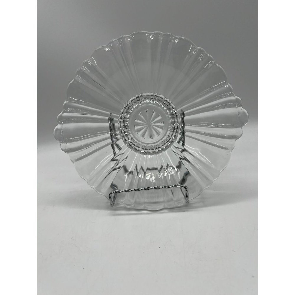 Vintage Depression Glass Bowl Dish Candy Nuts Relish Clear Scalloped 9x8